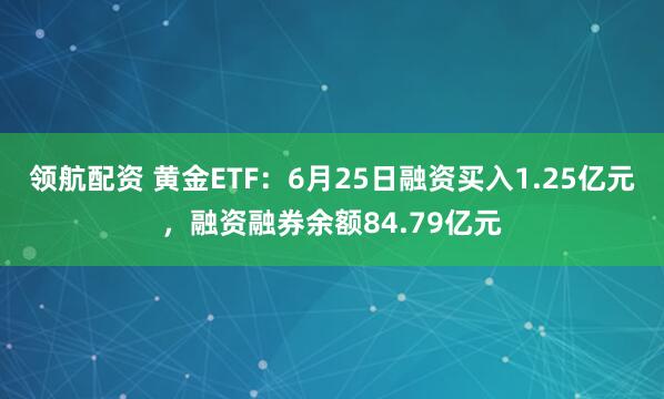 领航配资 黄金ETF：6月25日融资买入1.25亿元，融资融券余额84.79亿元