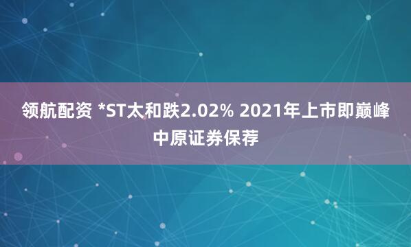 领航配资 *ST太和跌2.02% 2021年上市即巅峰中原证券保荐